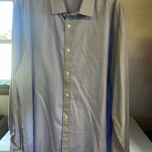 UNTUCKit Light Blue and Orange Plaid Shirt